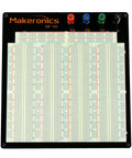 Solderless Breadboard Pro Kit With 3220 Tie Points, Aluminum Back Plate, top view showing full layout for Arduino prototyping.