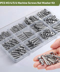 537Pcs Metric Bolts Nuts And Washers Kit M3 M4 M5 M6 Stainless Steel 304 Phillips Pan Head in organizer case and hand view