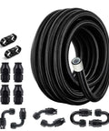 6AN PTFE Fuel Line Kit For E85 Vehicles With Nylon Braided Hose 20 Feet Long AN6 5/16 Inch ID 0.45 Inch OD