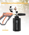 Adjustable Foam Cannon For Pressure Washer With Big Mouth Snow Foam Lance, attached to a quick connect pressure washer gun.