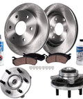 4WD Front Wheel Bearing Hub Brake Kit For 2015 2016 2017 Ford F-150 6 Lug With Front Ceramic Brake Pads Rotors Hubs And Brake Cleaner Fluids Included Today