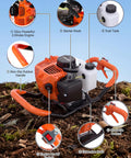 Gas Powered 52Cc 2 In 1 Ice Auger And Earth Auger Kit EPA Certified showing engine, starter, handle, and control features