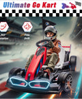 Child driving BMW Licensed Drift Electric Go Kart For Kids With Dual Motors And Adjustable Seat Led Lights Drift Mode