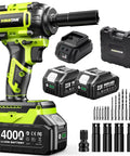 Cordless One Half Inch Impact Wrench With 800 N m Max Torque Brushless Motor 2800 RPM Heavy Duty Power Tool Kit