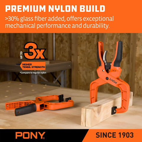 2 Pack 4 Inch Quick Release Ratcheting Wood Clamps with Box Joint Design, ergonomic handles, on wooden surface