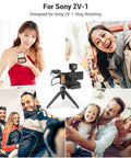 L-Shape Bracket Wooden Grip With Cold Shoe For Sony ZV1 Digital Camera shown with vlog setup and lifestyle scenes
