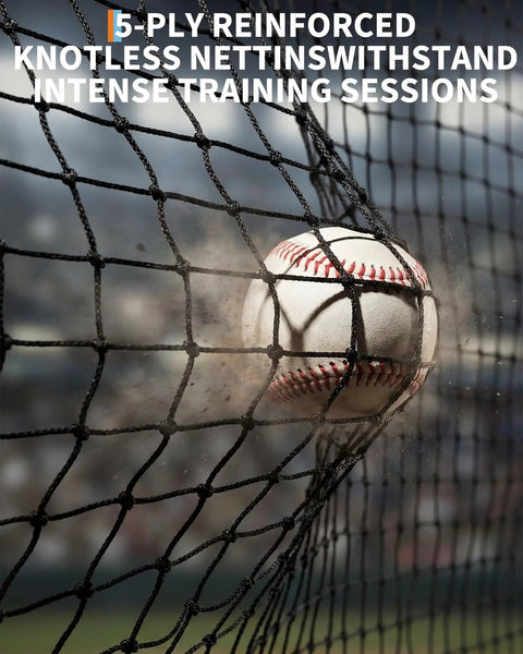 Baseball hitting poly net of 33 Feet Batting Cage With Frame And Net For Baseball Softball And Golf Practice In Backyard Or Field Full Enclosure For Safe Hitting And Pitching Drills.