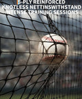 Baseball hitting the net of a 33 Foot Baseball Batting Cage With Frame And Net Full Enclosure For Backyard Practice Space