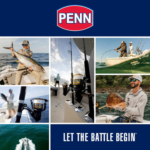 Collage of anglers using Wrath II 7 Foot Spinning Rod And Reel Combo 3000 Size on a boat, displaying caught fish and sea views.