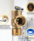 Gulfmew 30 PSI brass pressure relief valve with 3/4 in NPT threads; includes PTFE tape