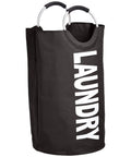 Round Fabric Laundry Basket Hamper With Aluminum Handle Lightweight Black Laundry Bin For Dorms And Apartments Free Standing