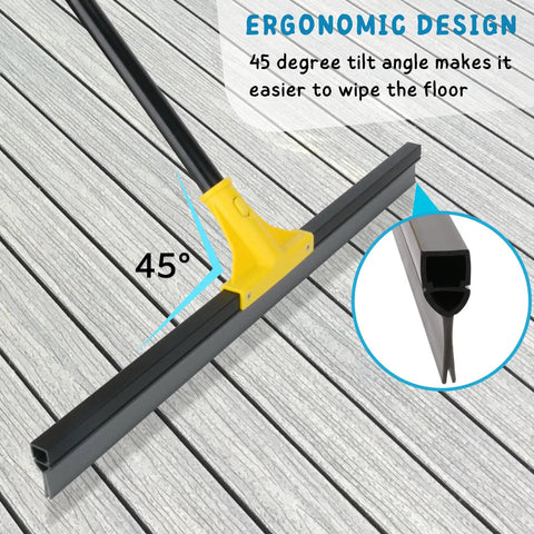 Built Tough 24 Inch Floor Squeegee With 60 Inch Extendable Handle For Concrete And Tile Floors Garage Deck Bathroom Shower Glass Windows Rubber Wiper Scraper For Quick Drying And Fast Water Removal on a deck