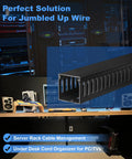 2x2 Inch Cable Raceway for under desk cable management, open slot wire duct hider, durable PVC cable channel in black, installed in office setup