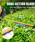 Cordless 3 In 1 Weed Wacker Hedge Trimmer And Leaf Blower Combo Tool Only 20V Max close-up of 22-inch dual-action hedge trimmer blade