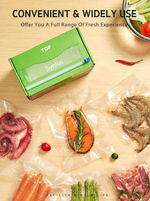 11 Inch By 150 Foot Food Vacuum Seal Roll With Cutter Dispenser For Any Vacuum Sealer Pro Grade BPA Free Bags with packed food