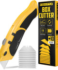 Auto Reload Utility Knife With 10 Preloaded SK5 Blades, Heavy Duty Retractable Box Cutter with packaging and extra blades