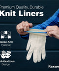 Person showing ambidextrous knit liner for Dual Layer Heat Defense BBQ Gloves For Grilling And Cooking Non Slip Nitrile Grip.