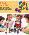 Children playing with 136-Piece Tubular Pipes And Spout STEAM Interlocking Building Block Set With Storage Box Tube Locks