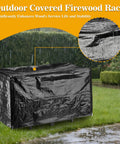 40 Inch Heavy Duty Firewood Rack With Cover For Outdoor Use in rain, waterproof log storage protecting firewood, metal holder