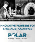 Historical photo of Ian Johnstone manufacturing for Johnstone's Paints in 1946, highlighting Polar's legacy in specialist coatings.