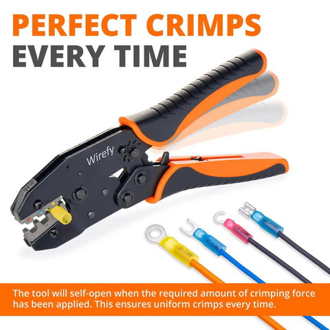 Ratcheting Wire Crimp Tool For Heat Shrink Connectors With Precision Die And Ergonomic Grips Professional Grade Crimping Pliers