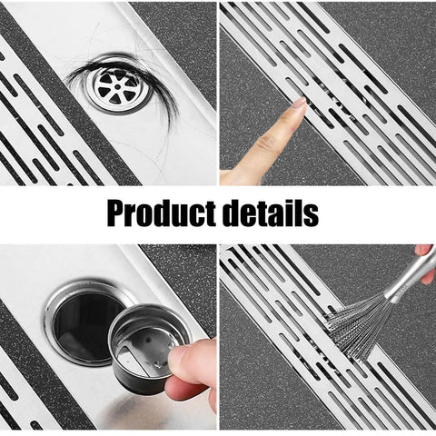 Heavy Duty 304 Stainless Steel Rectangular Linear Shower Drain Grate With Built In Hair Strainer For Bathroom Floors Fast Drainage No Clog Nonsense Slick Modern Design Tough Rust Proof Build showing hair strainer and cleaning detail.