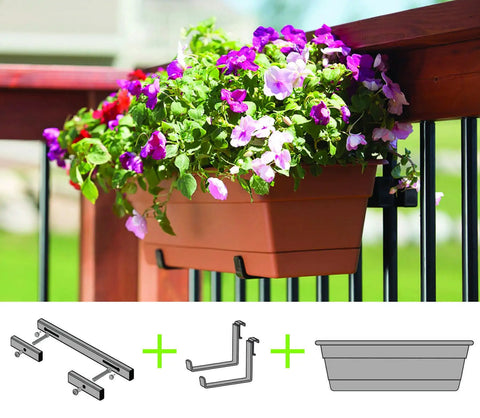 Adjustable Planter Box Mounting Hardware For Vertical Spindled Deck Railings 16 Inch Clamp Brackets Portable Flexible Holder For Balcony And Patio Garden Boxes Easy To Move Multi Function Plant Box Support