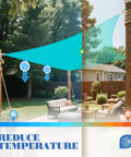 10 By 13 Foot Waterproof Sun Shade Sail Rectangle Canopy For Outdoor Patio Pergola Backyard Garden UV Block Protection Turquoise Color Built Tough Heavy Duty Polyester Tear Resistant Easy Install All Weather Use