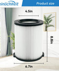 VF4000 Compatible Vacuum Replacement Filter Two Pack For 5 To 20 Gallon Wet Dry Vacuums measuring dimensions in living room
