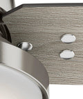 Close-up of brushed nickel finish blade detail on 44 Inch Indoor Ceiling Fan With LED Light And Remote Control Standard Mount 3 Blades.