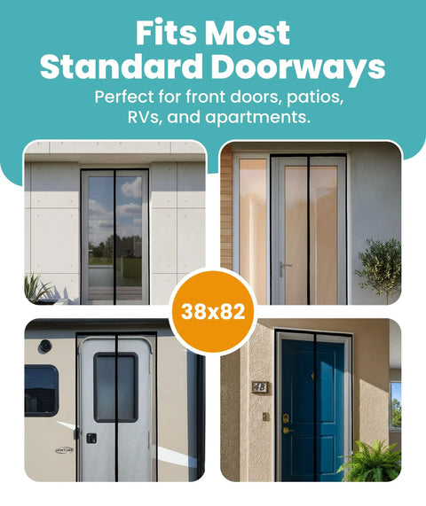 Fits most standard doorways with Magnetic Screen Door For Patio Fits 38 By 82 Inches, Bugs Out Breeze In, compatible with patios and apartments.