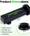 Pro Grade Universal Wheel Alignment Tool With Strong Magnetic Mount And Hella Accurate Negative 5 To 5 Degree Camber Adjustments For Smooth Ride Tuning And Quick Garage Fixes In Black dimensions shown, compact size with magnetic base.