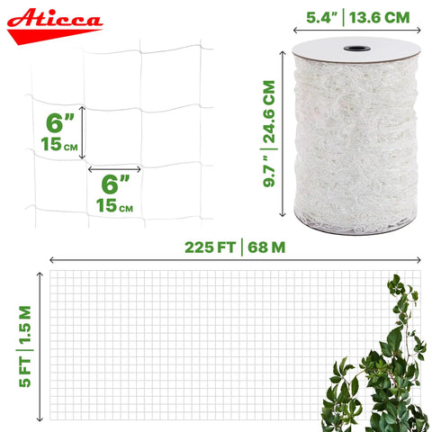 Heavy Duty Garden Trellis Netting 5 By 225 Ft White Polyester Plant Support Netting On Roll With 6 Inch Mesh and vine