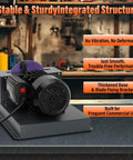 Rock Solid Lawn Mower Blade Sharpener Bench Grinder featuring 500 Watt motor and 7 inch wheel on sturdy base for blade sharpening.