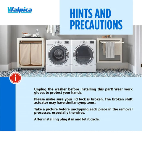 Top Load Washer Lid Lock Replacement Kit Fits Maytag Centennial Kenmore Whirlpool Cabrio Includes 4 Wire Switch Door Strike Bezels and Easy Install Instructions hints and precautions