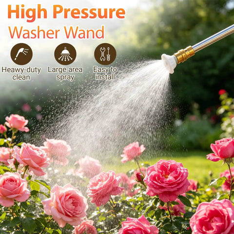 3 In 1 Power Washer Wand With Jet Nozzle For Garden Hose High Pressure Spray For Car Washing Patio And Outdoor Cleaning Quick Connect With Three Nozzle Tips spraying garden flowers