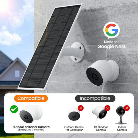 Solar Panel Charger For Google Nest Camera 2 Pack Upgraded Outdoor Indoor Battery Version Flexible Panels With IP65