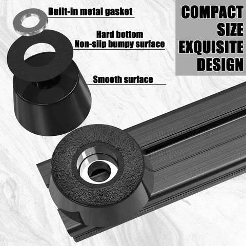 Anti Vibration Rubber Feet Set for 2020 Aluminum Extrusion Profile 16 Damper Pads with M4 T Nuts and Screws Fits 3D Printers Adds Stable Shock Absorption and Floor Protection for Smooth Quiet Printing, black rubber foot detail