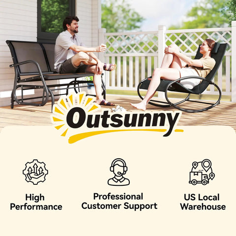 Two Person Outdoor Glider Bench Swing Loveseat For Patio Porch And Garden With Double Rocking Chair And Powder Coated Steel Frame