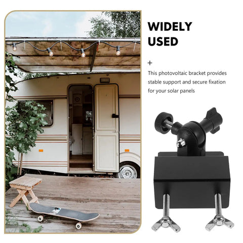 Aluminum Solar Panel Mounting Bracket For Gutter Or Roof Mounting With Universal Compatibility near RV with awning.
