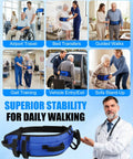 7 Handle Gait Belt For Seniors 59 Inch With No Slip Padding For Easy Grip Quick Release Buckle 360 Degree Control Safe Transfer Aid