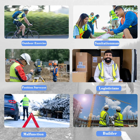 Custom Logo High Visibility Safety Vest Hella Bright Reflective Hi Vis Construction Workwear For Men And Women Crew Gear With Your Company Printed Back Panel worn by various professionals engaged in outdoor activities.