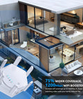Massive WiFi Coverage Extender Boost With Dual Band Five GHz And Two Point Four GHz Repeater Delivers 1200 Mbps Supports Up To Sixty Devices Perfect For Home Apartment Basement Office House Gloss White Finish shown in a modern home setting