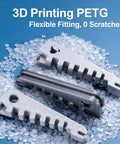 3D printed PETG eyeglass frame repair tool with flexible fitting, shown amidst PETG pellets for Beginner Friendly Eyeglass Frame Repair Tool For Bent Temples And Nose Pads, Quick Fix Kit For Any Setting, Easy To Use Frame Adjust Tool That Gets Your Glasses Sitting Comfy And Fit Perfectly On Everyday Pairs.