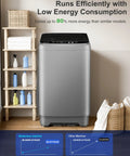 Portable Washing Machine 2 In 1 Compact Washer Built In Drain Pump 1.7 Cu Ft Self Cleaning Water Recycle Design located near towels.