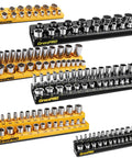 Magnetic Socket Organizer Set For Toolbox Drawer 6pc Includes 3 Metric And 3 SAE Magnetic Holders for 1/4, 3/8, 1/2 drive sockets