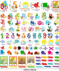 9 Sheets Animal Alphabet Wall Decals With Educational Numbers Colors Weather Shapes Seasons Months And Weeks Peel And Removable Learning Stickers For Toddlers Totally Kid Friendly Classrooms Nurseries And Bedrooms displaying letters, numbers, colors, weather icons, and shapes