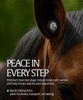 Noise Blocking Horse Ear Plugs For Shows And Training Soft PU Foam Reusable Ear Buds For Horses in ear of a brown horse