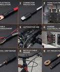 Nine uses of Seven Size Do It All Heat Shrink Tubing Roll Kit With Five To One Adhesive Lined Inner Seal Marine Grade Waterproof Insulated
