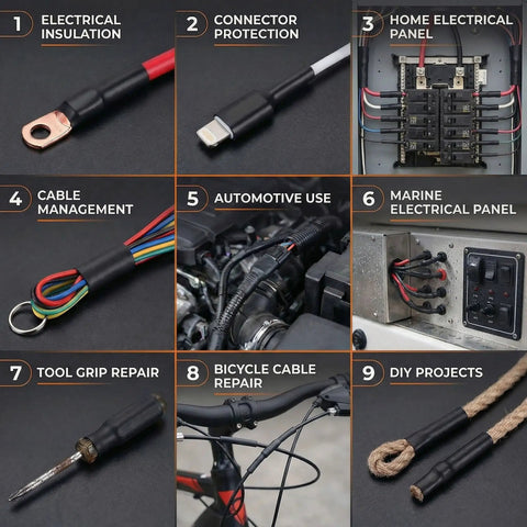 Nine uses of Seven Size Do It All Heat Shrink Tubing Roll Kit With Five To One Adhesive Lined Inner Seal Marine Grade Waterproof Insulated